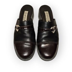 Brighton Black and Dark Brown Leather Shoes